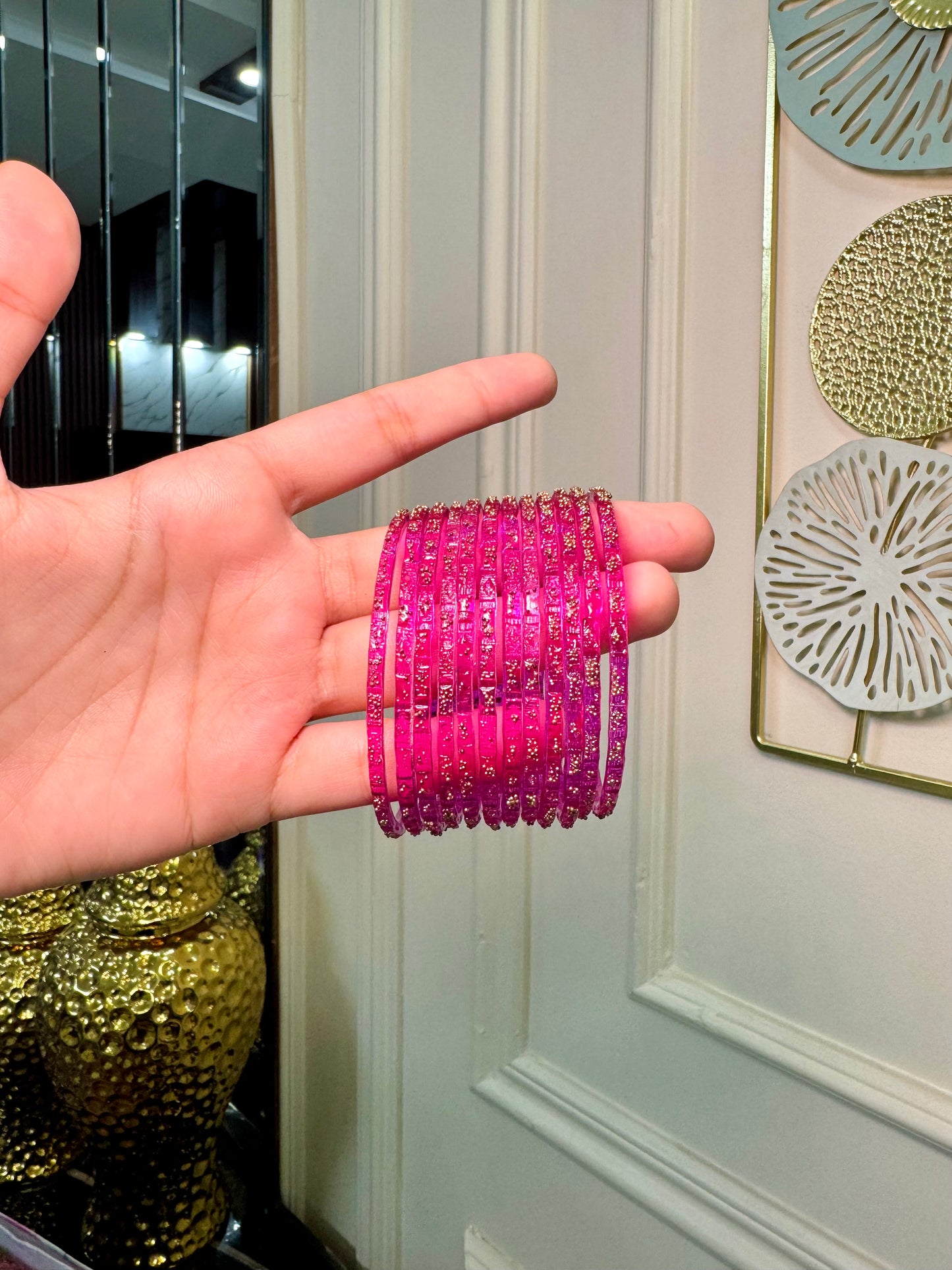 Dark Pink Raindrop Bangles