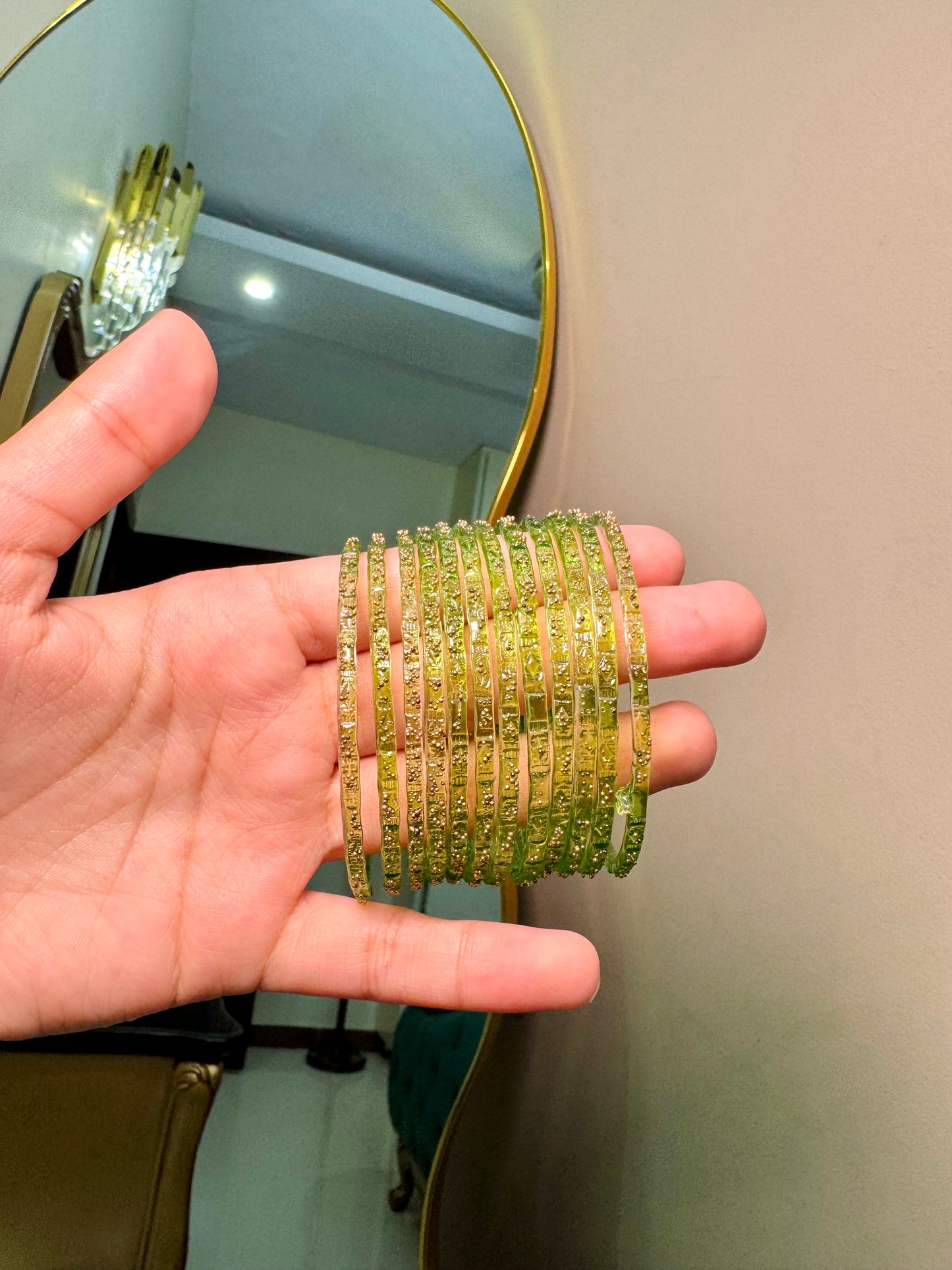 Light Green Raindrop Bangles