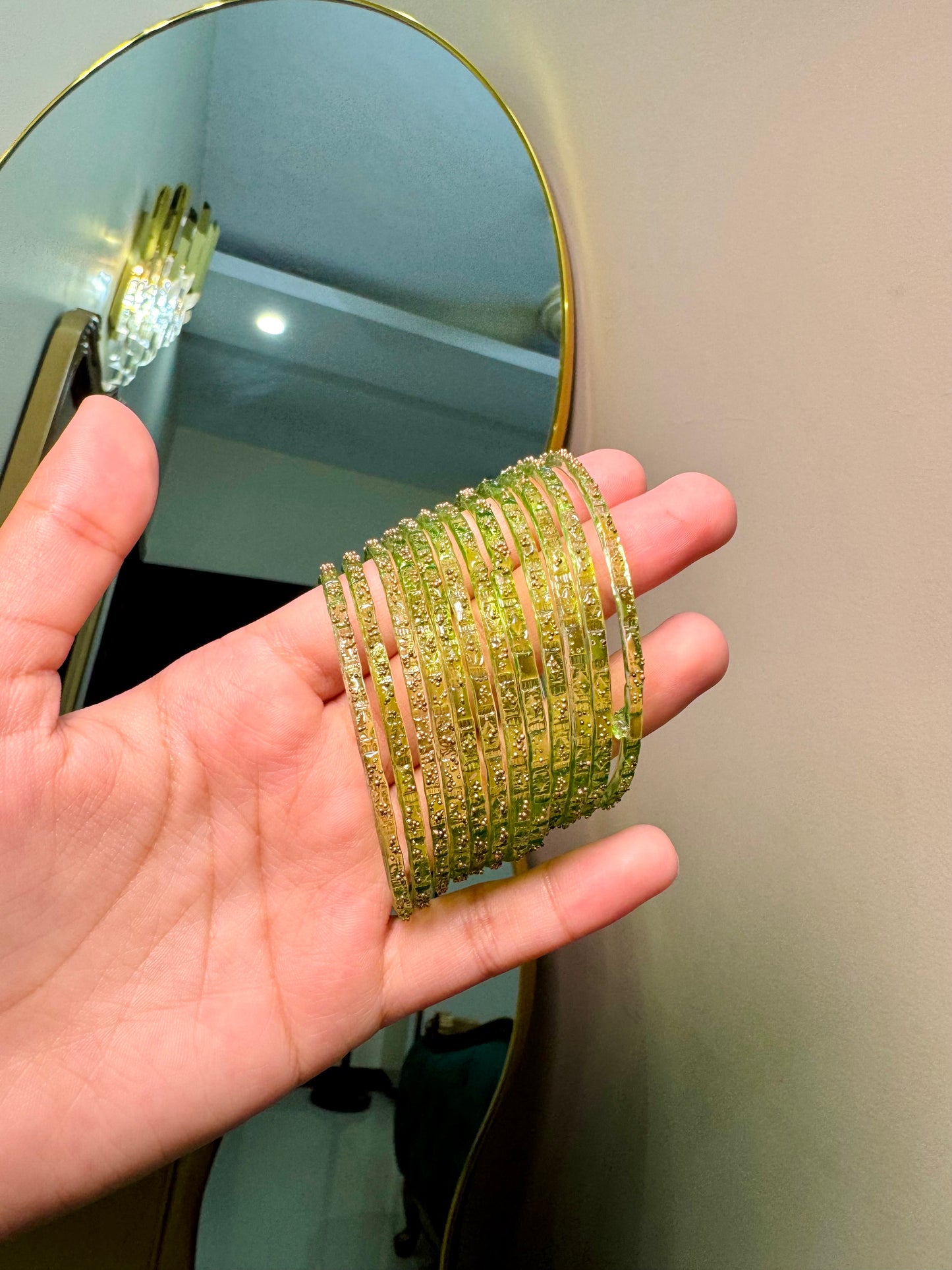 Light Green Raindrop Bangles