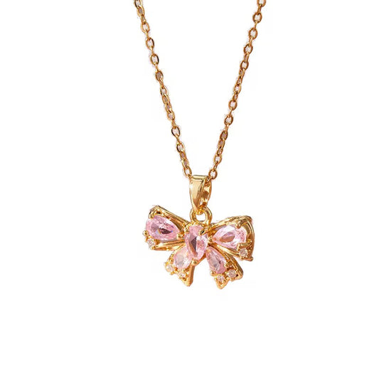 Pink Bow Necklace