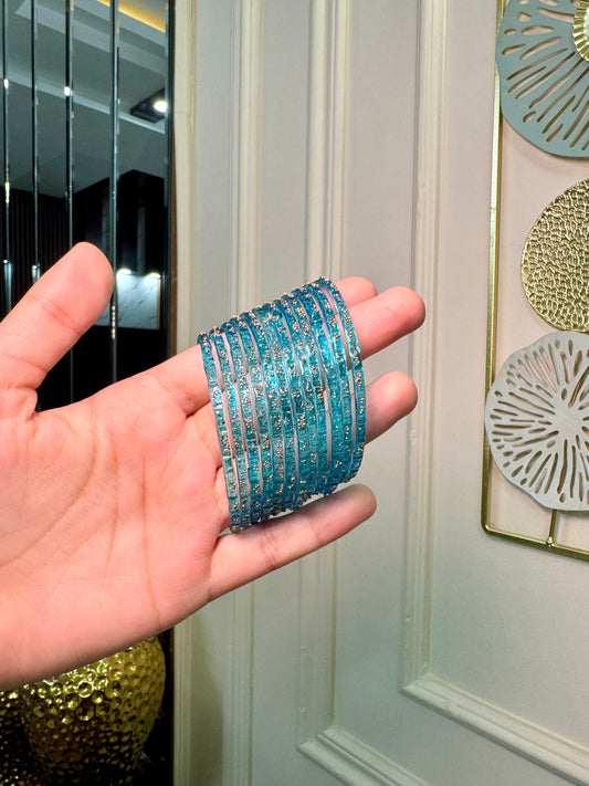 Light Blue Raindrop Bangles