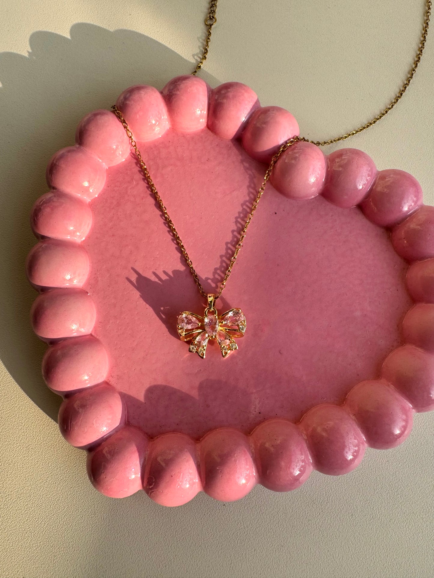 Pink Bow Necklace