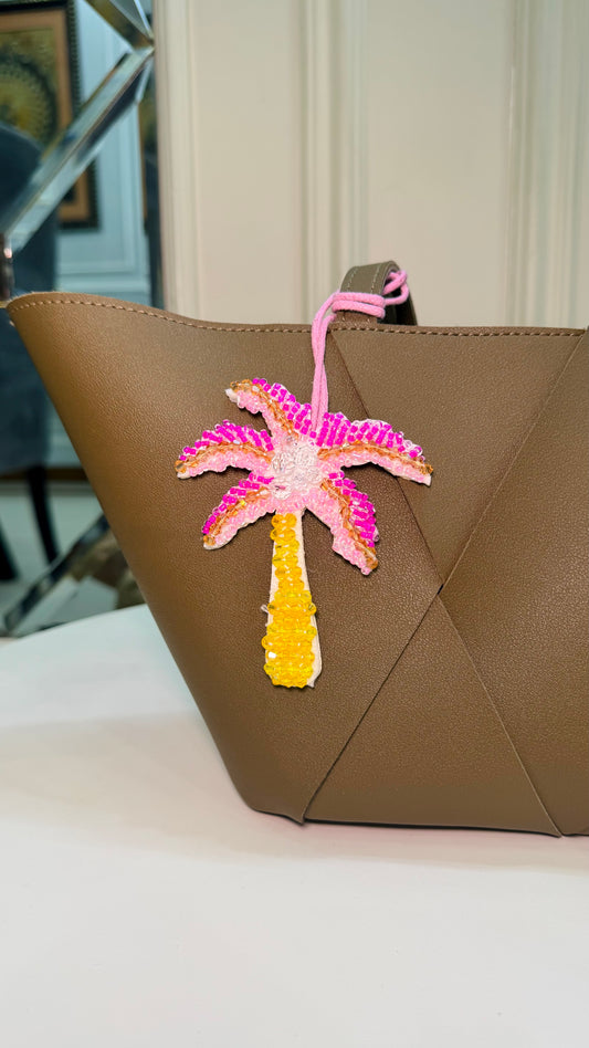 Pink Palm Tree Bag Charm