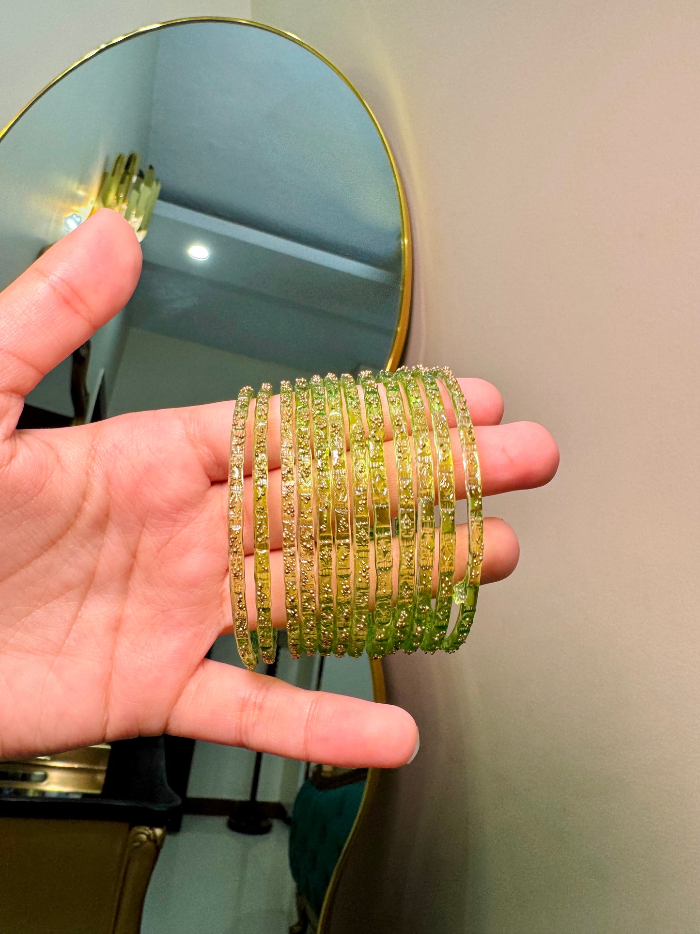 Light Green Raindrop Bangles